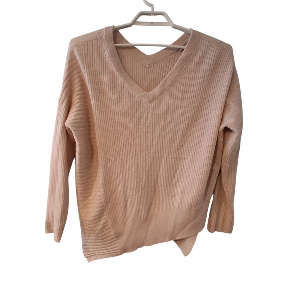 Allsaints Keld V-neck sweater womens Large pink wool alpaca blend asymmetrical